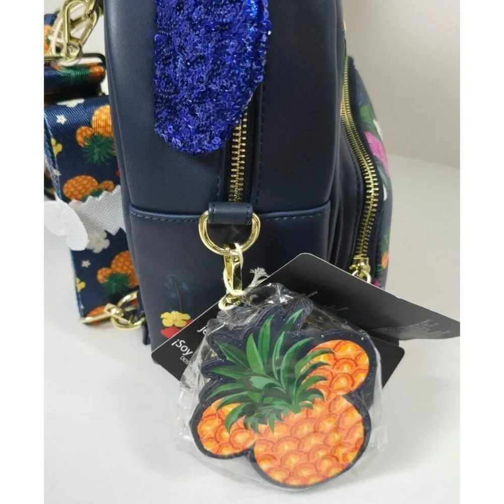 Aloha Mickey Convertible Mini Backpack Loungefly Sequin Pineapple Coin Bag NWT